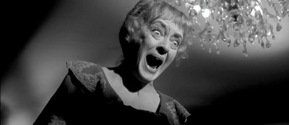 A black and white image of Bette Davis as Charlotte Hollis in 'Hush...Hush, Sweet Charlotte'