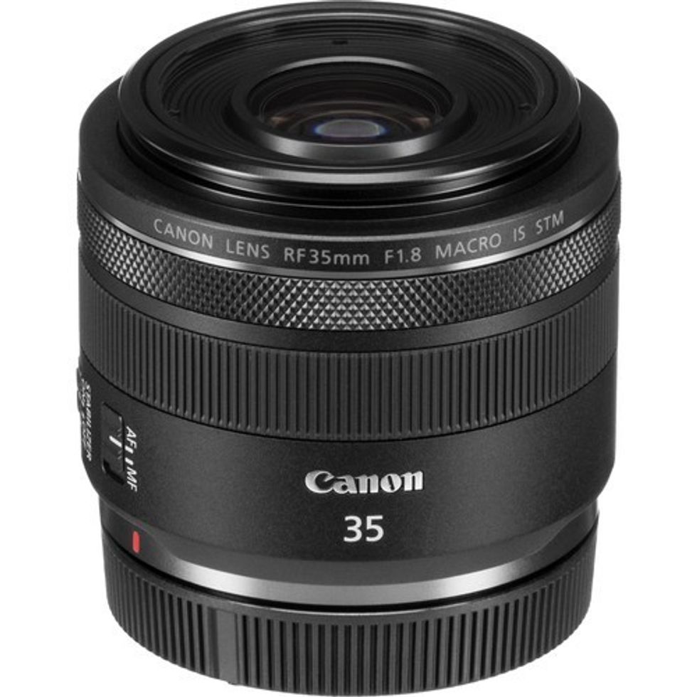 A black Canon 35mm lens