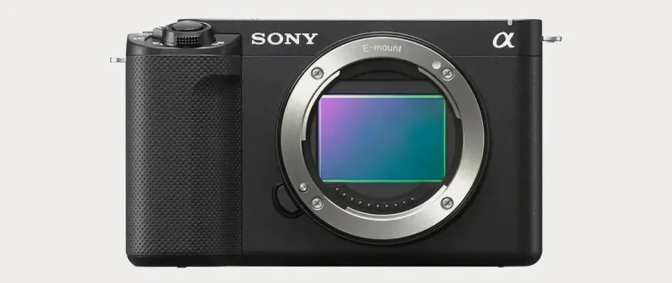 A black Sony ZV-E1 camera