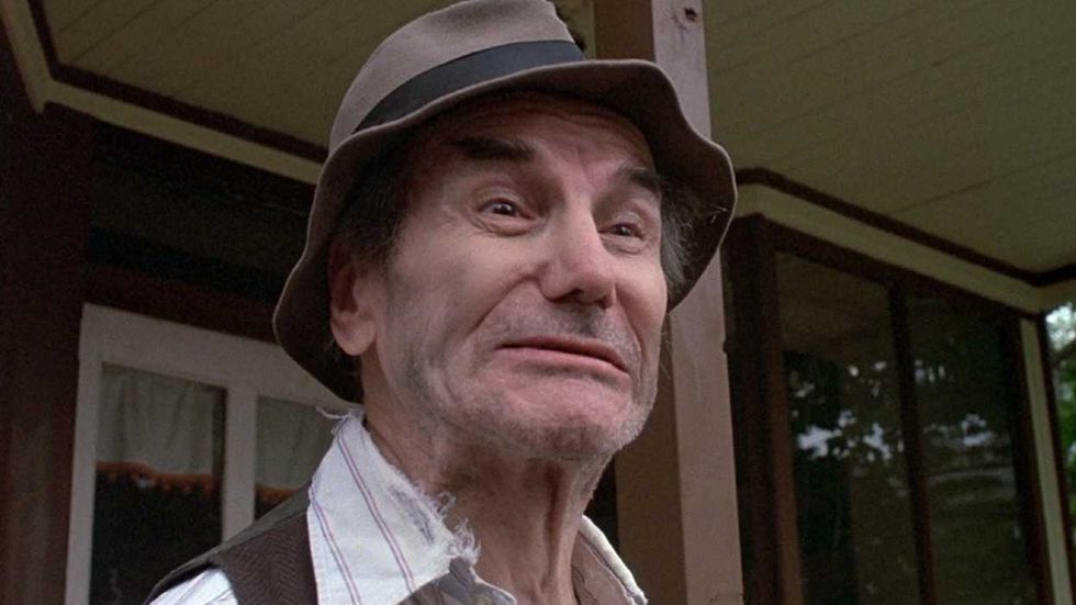 A close-up of Walt Gorney as Crazy Ralph in Friday the 13th 1980