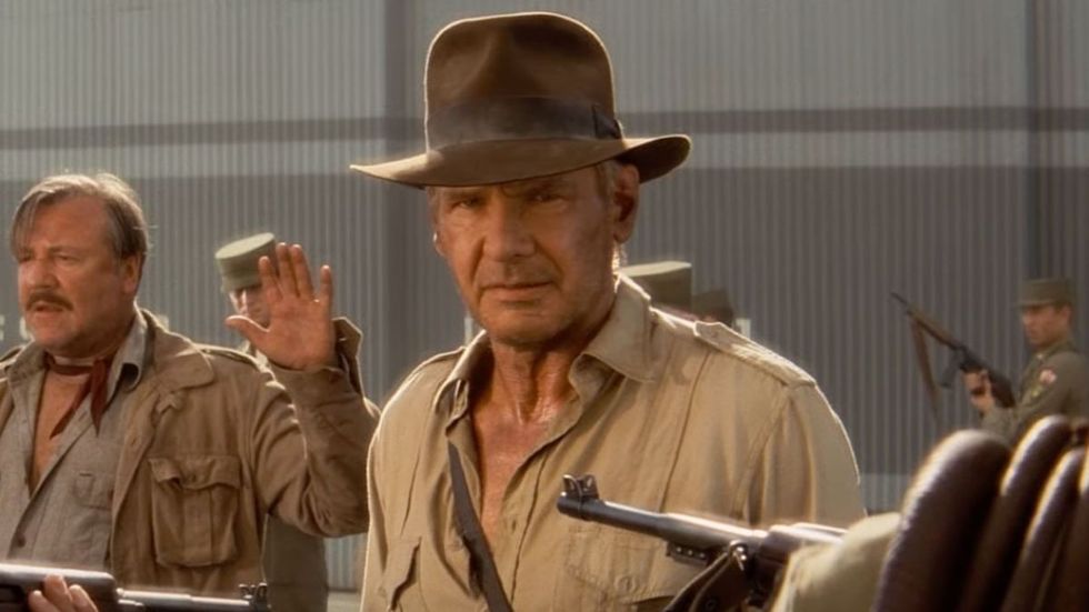 A man being held by gunpoint, 'Indiana Jones and the Kingdom of the Crystal Skull'