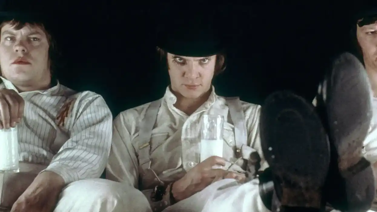 A scene from the 1971 dystopian film A Clockwork Orange.