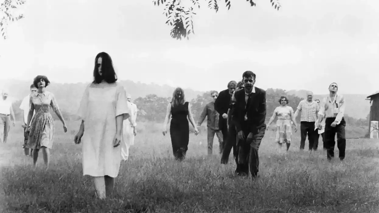 A scene from the seminal 1968 horror film Night of the Living Dead, directed by George A. Romero