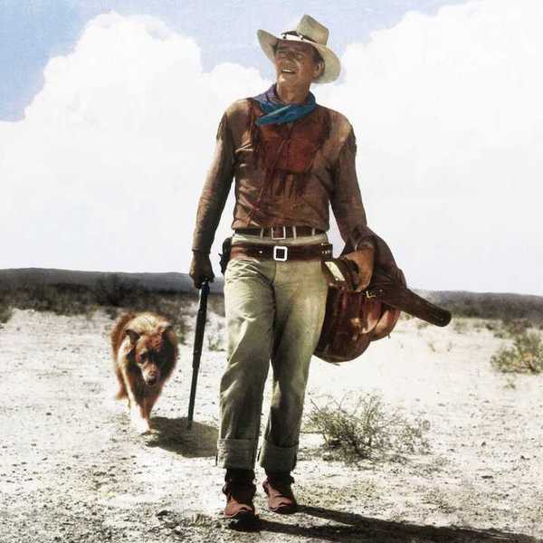 A still from the 1953 Western film Hondo featuring actor John Wayne