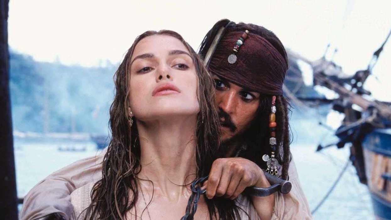 A still of Keira Knightley & Johnny Depp from Pirates of the Carribean: The Curse of the Black Pearl (2003)