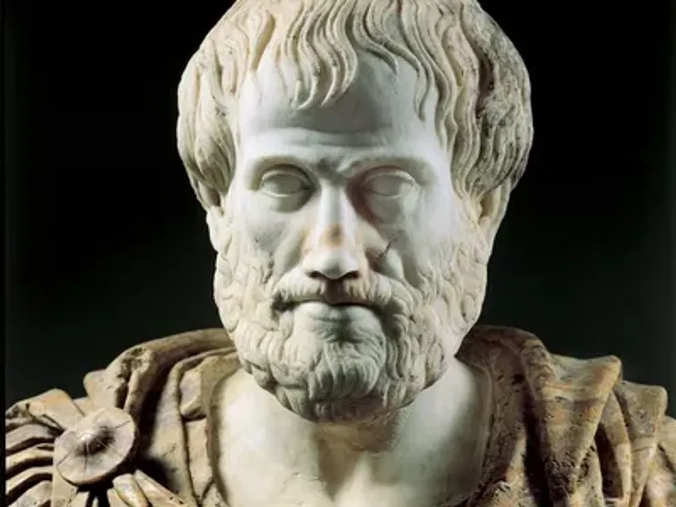 A stone carving of Aristotle