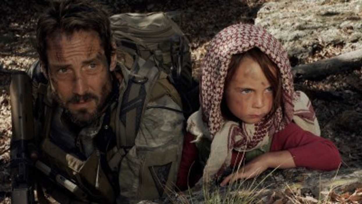 A warrior with a small child, 'Warhorse One'