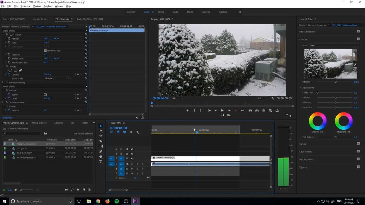 Add Camera Shake in Premiere with Warp Stabilizer