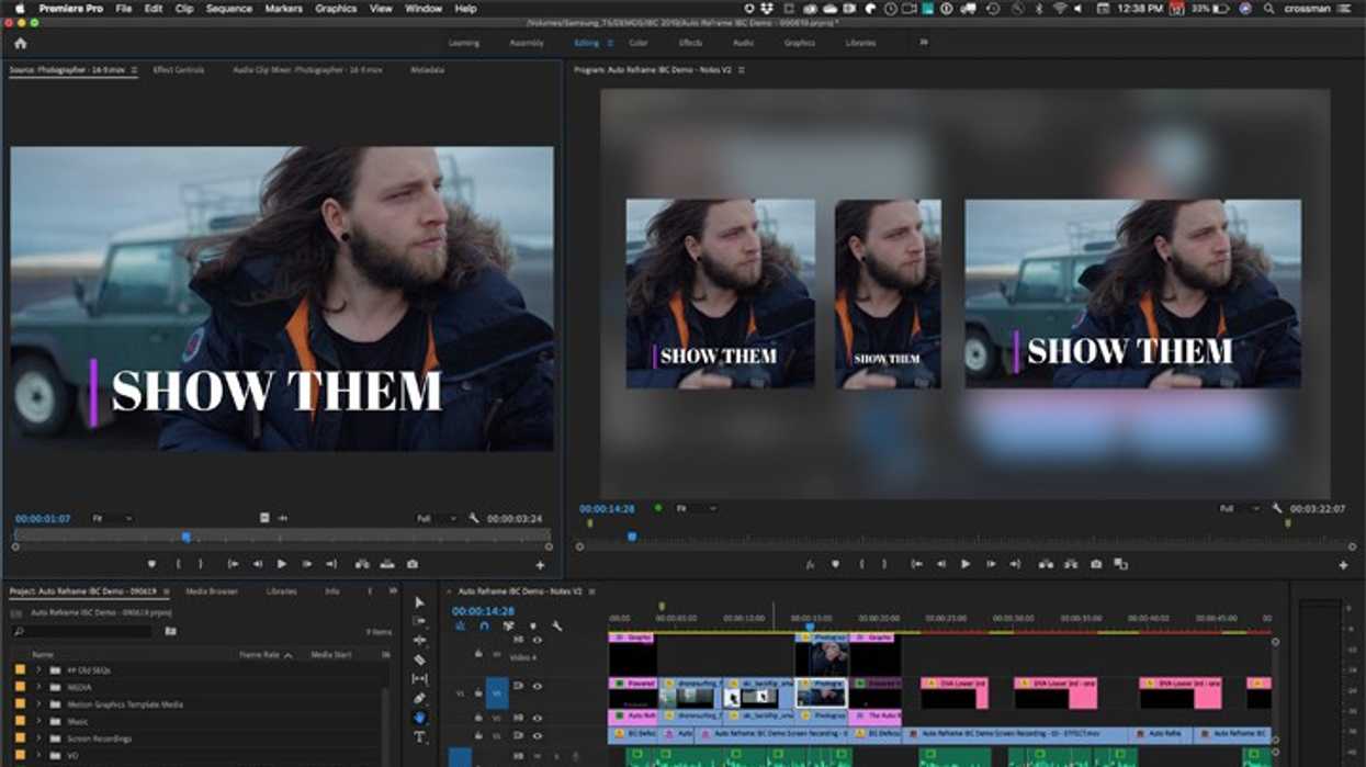 Adobe's AutoReframe uses AI to automatically apply a new aspect ratio or resolution