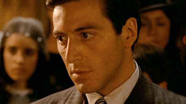 Al Pacino as Michael Corleone looking nervous in The Godfather