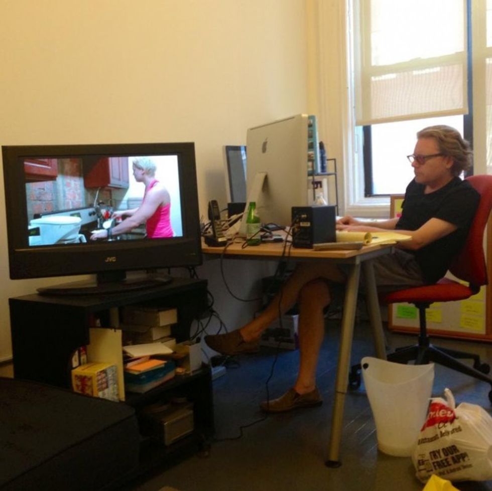 Alex Meillier editing a scene of STREB dancer Sammy preparing her morning oatmeal!