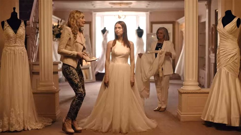 Alyssa (Jessica Barden) trying on her wedding dress in 'The End of the F***ing World'