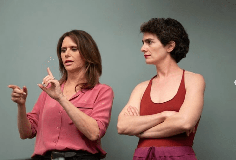 Amy Landecker and Gaby Hoffmann behind the scenes of For Worse