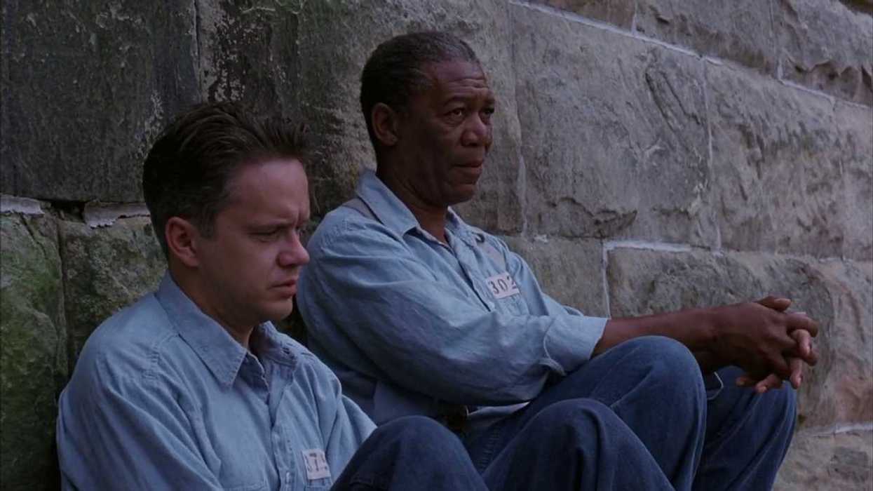 Andy Dufresne (Tim Robbins) and Ellis Boyd Redding (Morgan Freeman) in The Shawshank Redemption