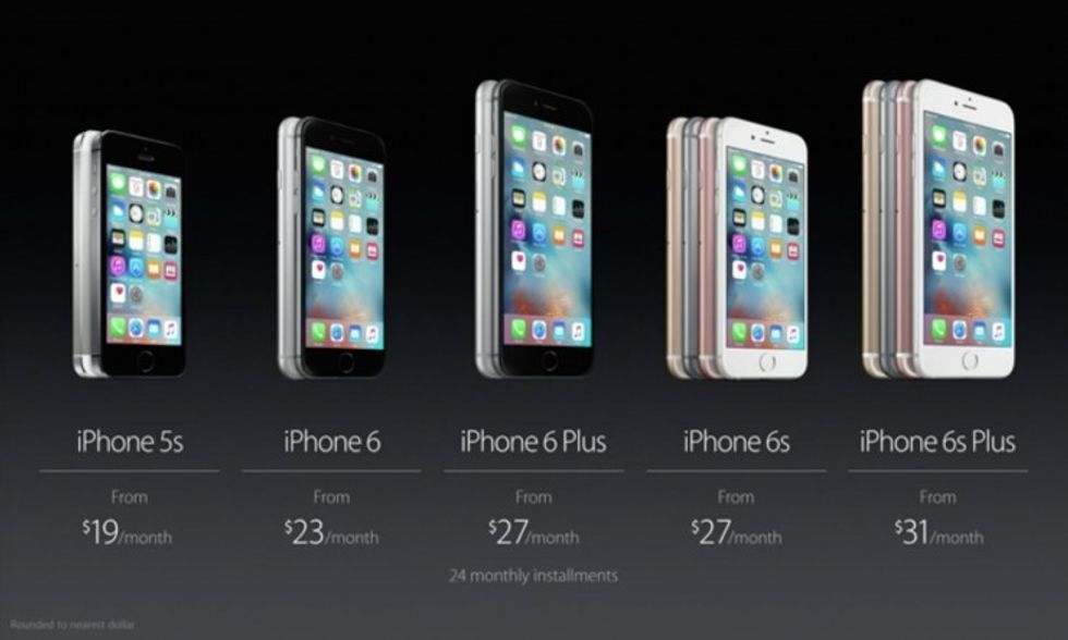 Apple iPhone 6S and 6S Plus Pricing - Monthly