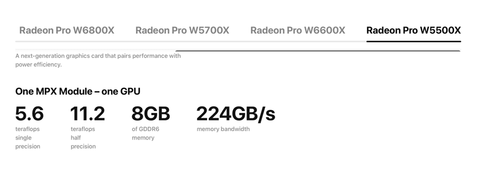 Apple MPX W5500x GPU
