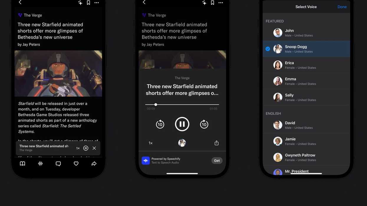 Artifact AI powered text to speech