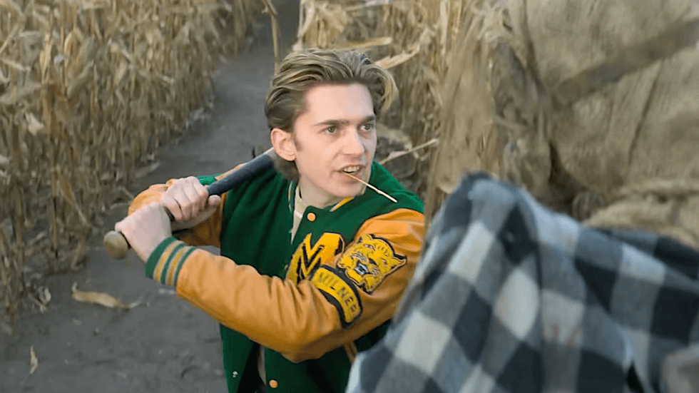 Austin Abrams as the character Tommy Milner in a cornfield scene from Scary Stories to Tell in the Dark
