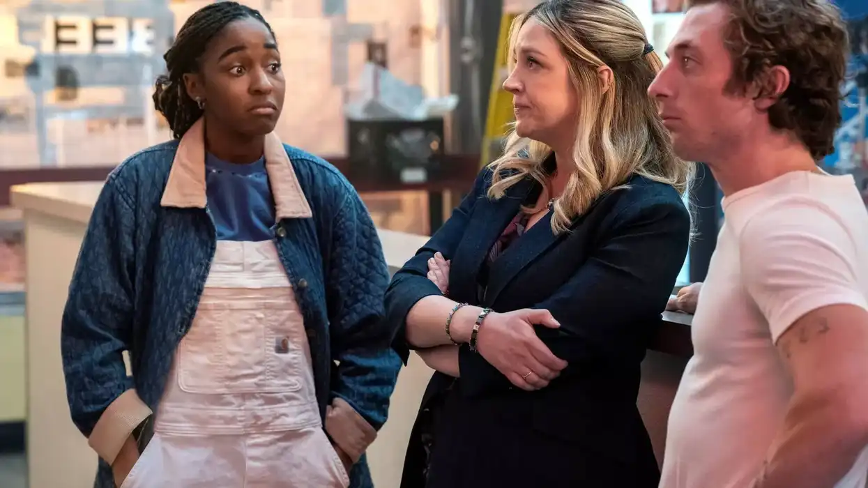 Ayo Edebiri, Abby Elliott, and Jeremy Allen White in The Bear. 