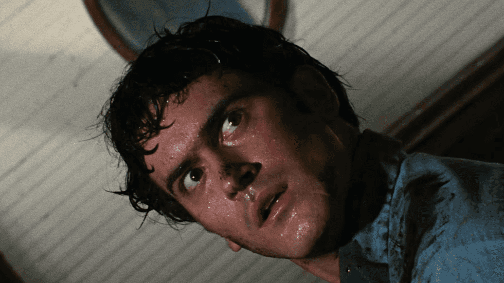 Bruce Campbell in a scene from The Evil Dead (1981)