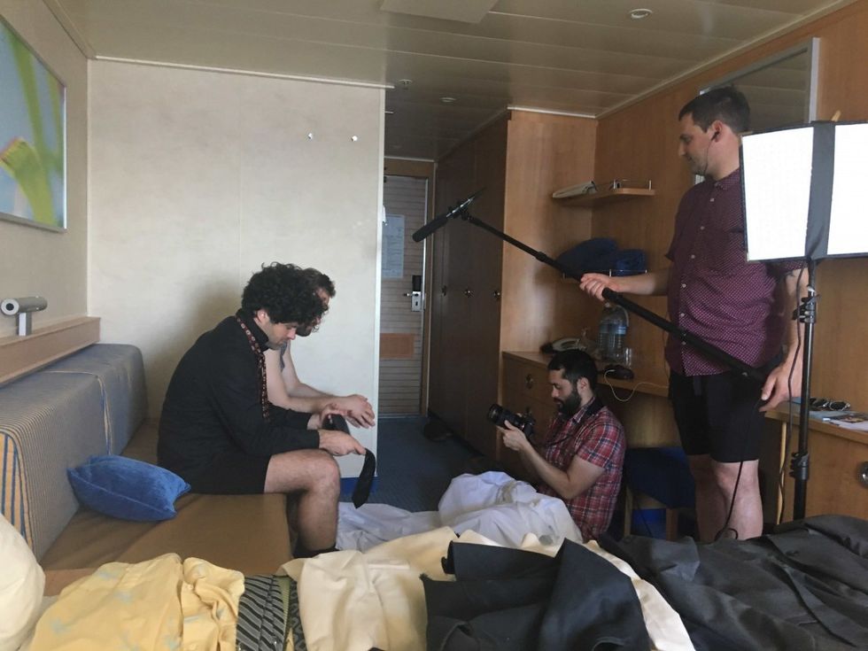 BTS of Chris Roberti, Evan Kaufman, Darin Quan, and Jeff Seal in SAME BOAT