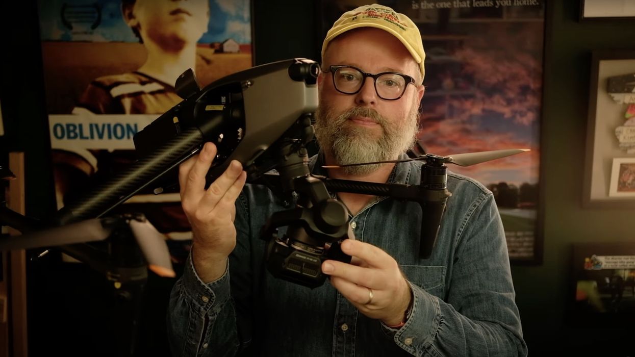 Charles Haine holds a DJI Inspire 3