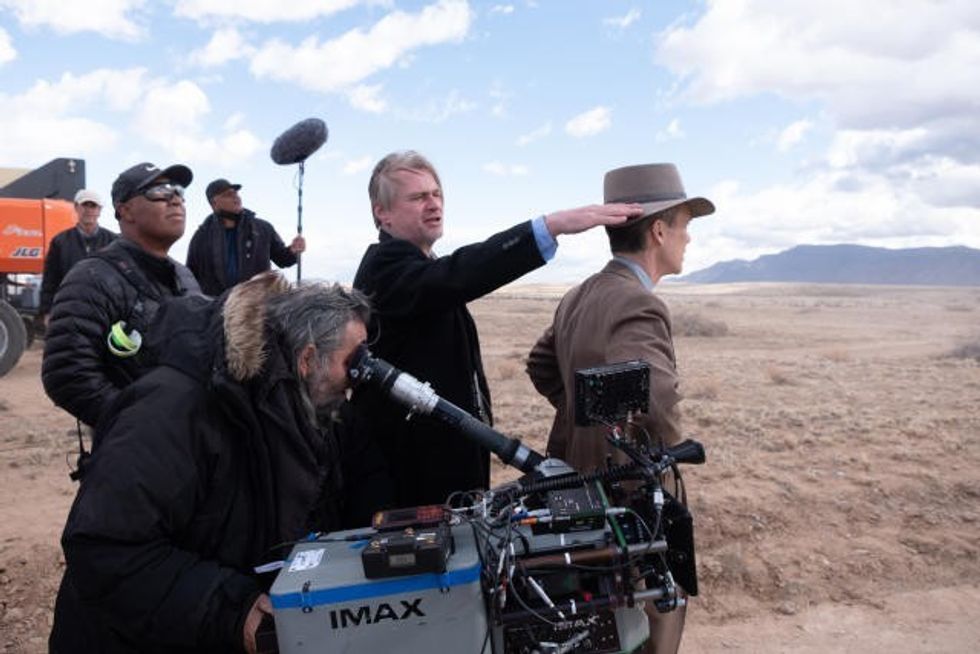Chris Nolan on the set of 'Oppenheimer'