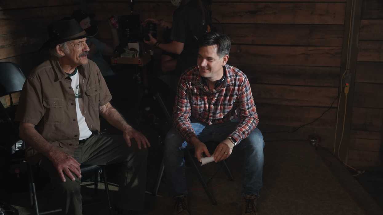 Christopher Lloyd and Sean Olson on the set of 'Camp Hideout'