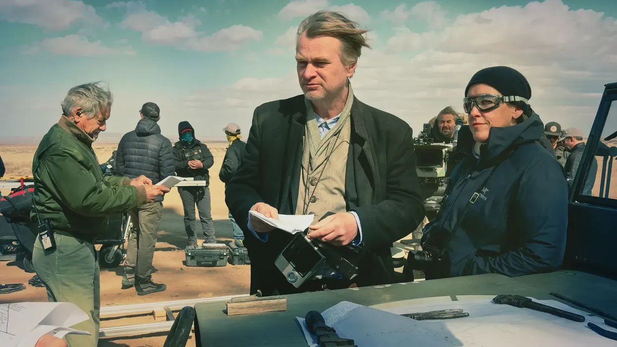Christopher Nolan and Emma Thomas on the set of “Oppenheimer”