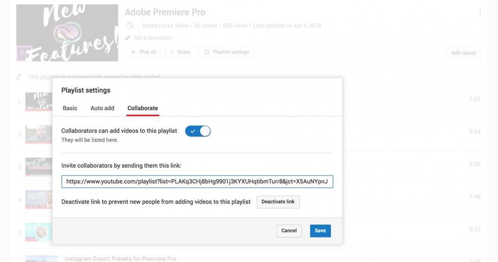 Collaborate on a Youtube Playlist