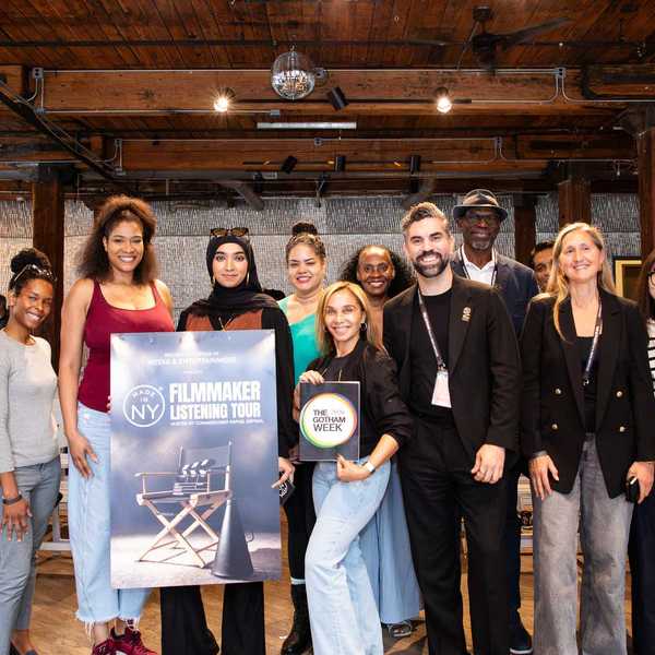 Commissioner Espinal is in the middle (black outfit) and Deputy Commissioner of the Film Office Kwame Amoaku is in blue jacket and hat in the back. Others are local filmmakers who attended the tour.