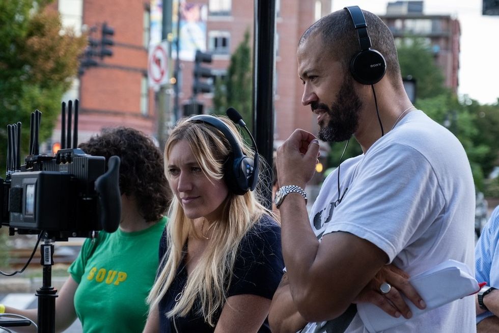 Cristina Dunlap and Cord Jefferson BTS of American Fiction