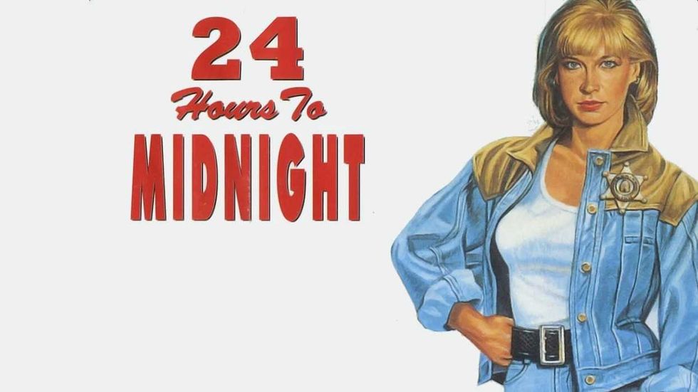 Cynthia Rothrock posing on the poster for 24 Hours to Midnight