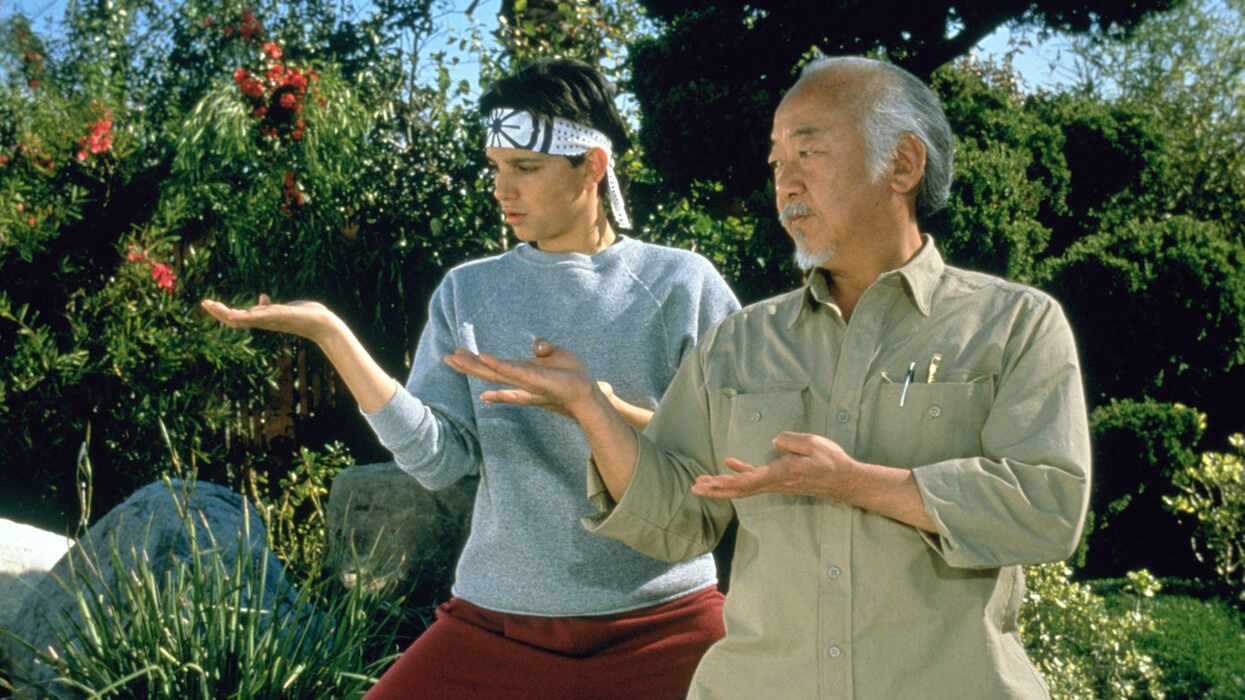 Daniel LaRusso (Ralph Macchio) and Mr. Miyagi (Pat Morita) in The Karate Kid (1984)