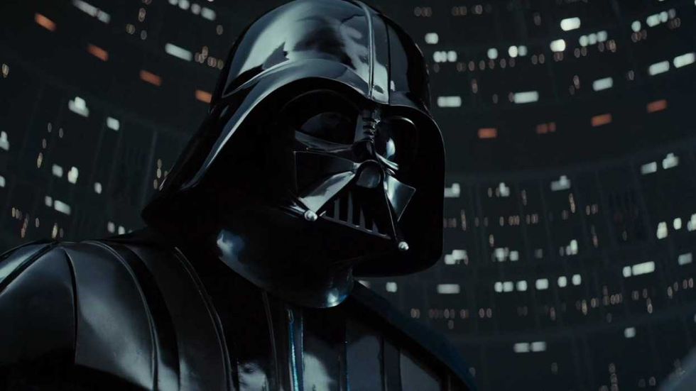 Darth Vader standing in the bowels of Cloud City in The Empire Strikes Back