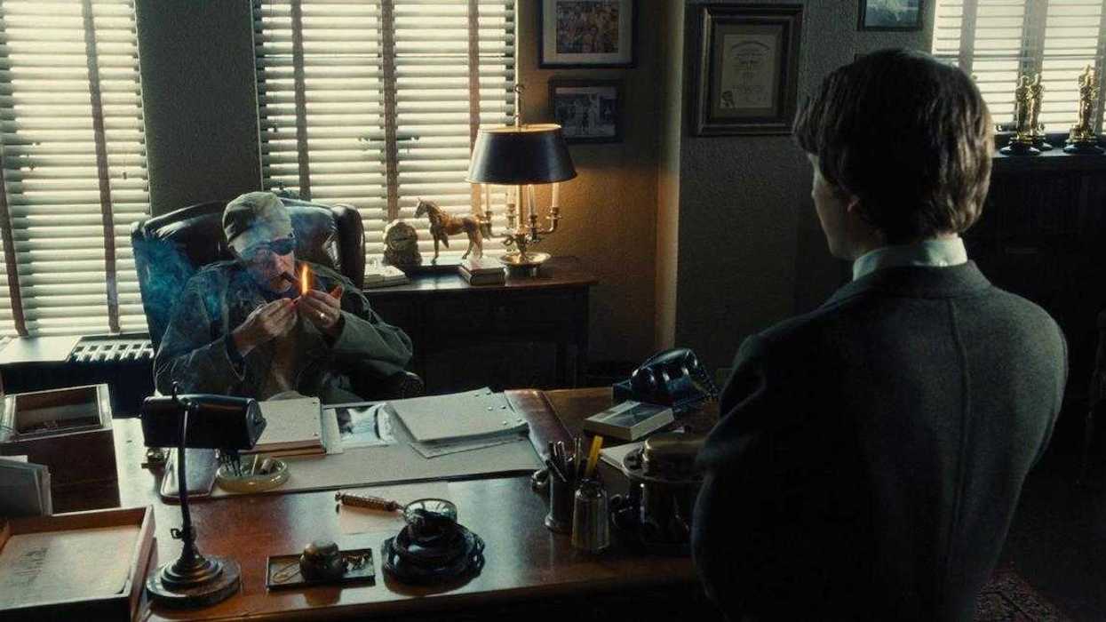 David Lynch as John Ford and Gabriel LeBelle as Sammy Fabelman In The Fabelmans