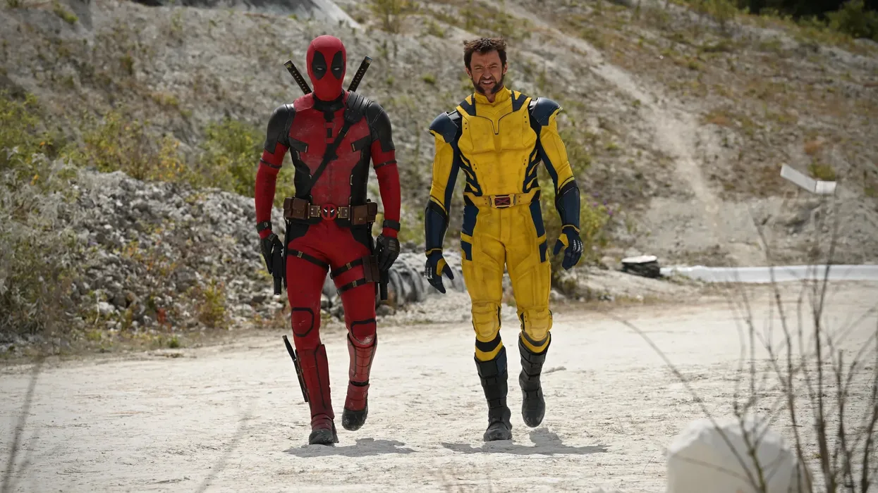 Deadpool, played by Ryan Reynolds, walking with Wolverine, Hugh Jackman, in 'Deadpool 3'
