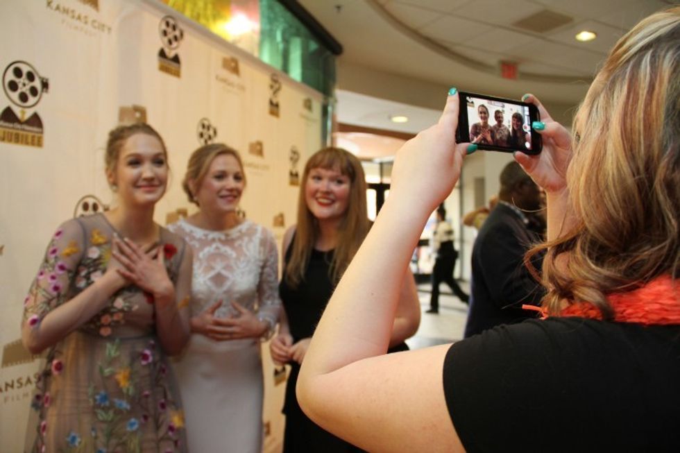 Different Flowers actress Hope Lauren, actress Emma Bell, and writer-director Morgan Dameron on the red carpet at KC Film Fest