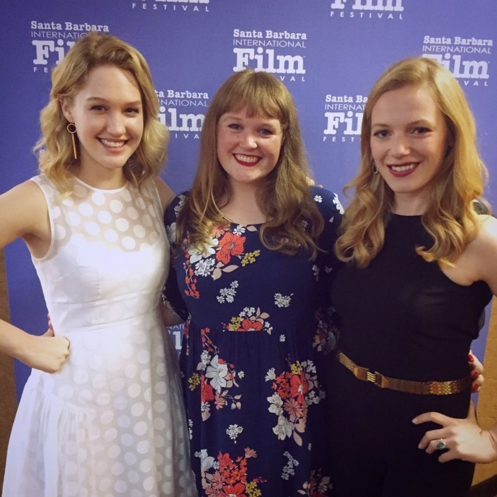 Different Flowers actress Hope Lauren, writer-director Morgan Dameron, and actress Emma Bell on the red carpet for the Santa Barbara International Film Festival