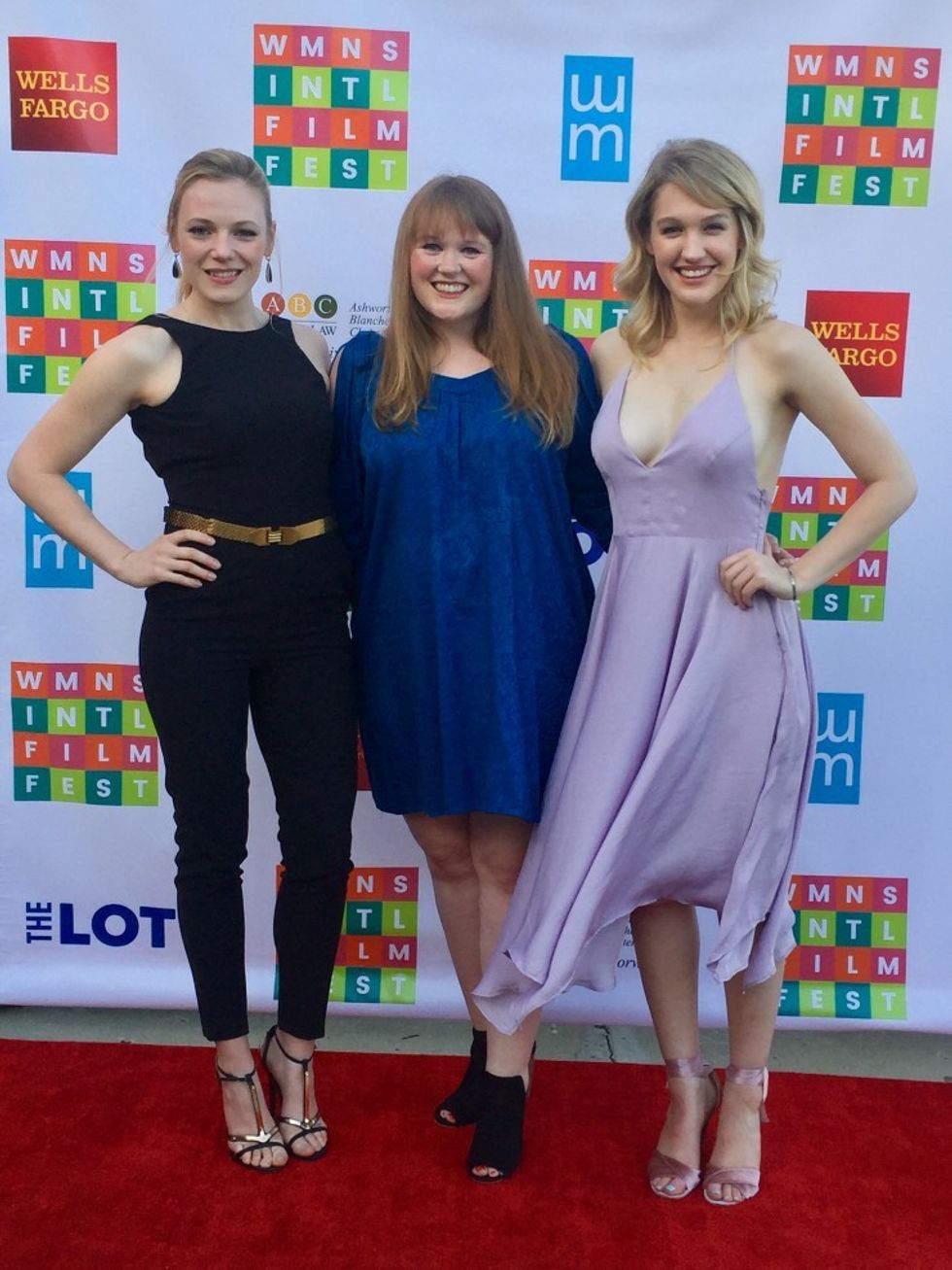 Different Flowers cast Emma Bell and Hope Lauren with writer-director Morgan Dameron at opening night of the San Diego International Women's Film Festival