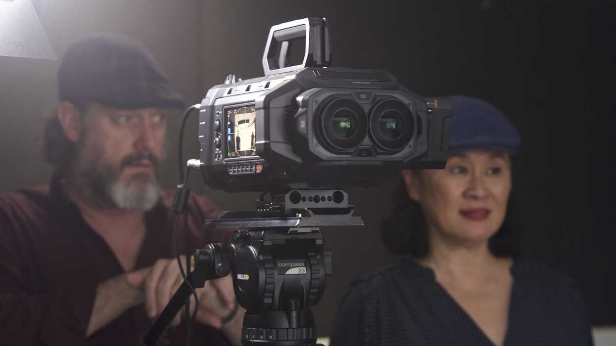 Director Clara Chong & Cinematographer Ben Allan on set with the Blackmagic URSA Cine Immersive camera