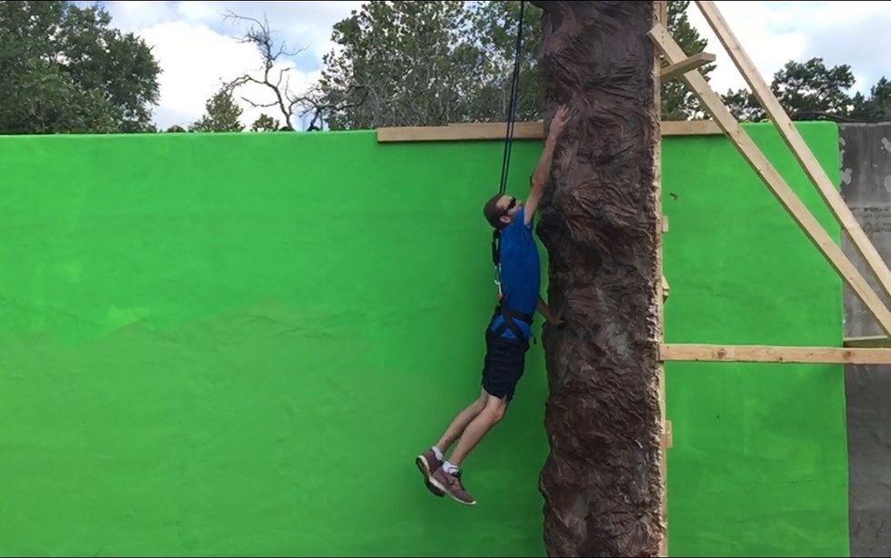 Director/Stuntman John Byron Hanby testing the wall