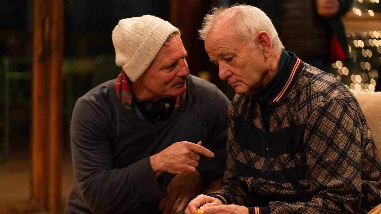 Dito Montiel and Bill Murray on the set of 'Riff Raff'
