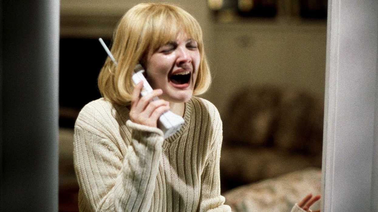 Drew Barrymore as Casey Becker screaming on the phone in Scream 1996