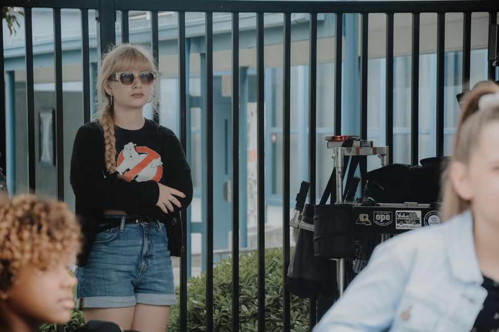 Ella Greenwood on the set of "Breaking Plans"