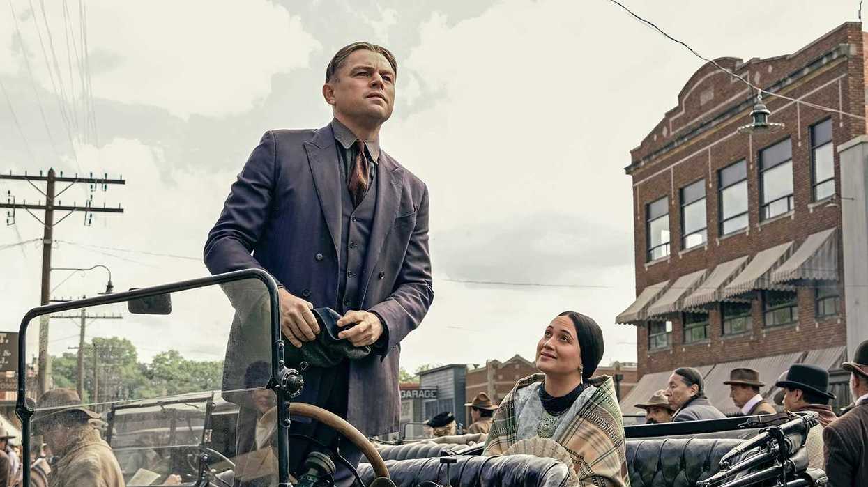 Ernest and Molly in the car in town in 'Killers of the Flower Moon'