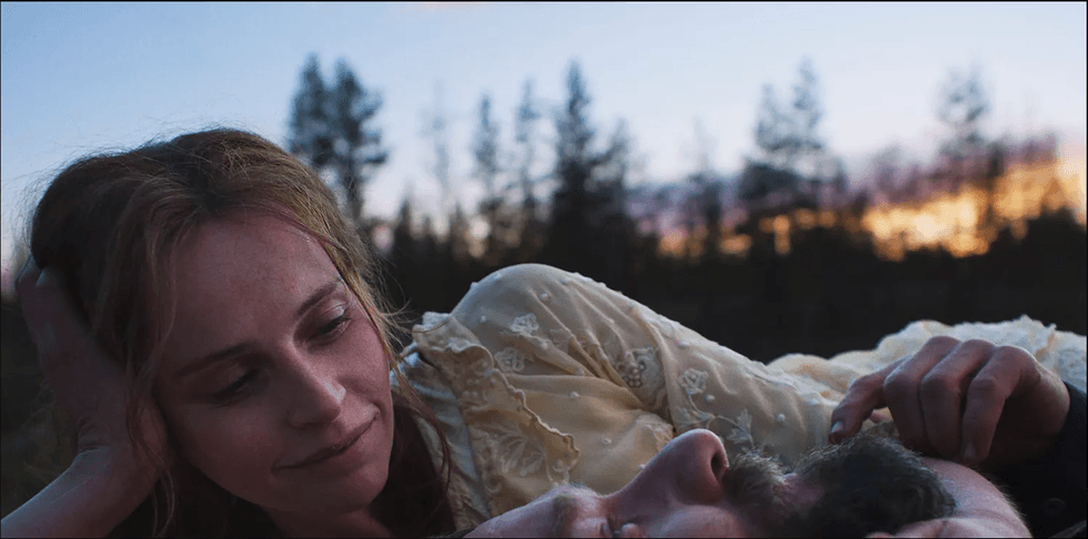 Felicity Jones and Joel Edgerton in 'Train Dreams'.