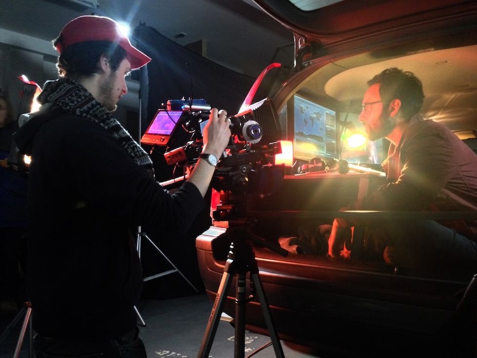 Filming in a garage