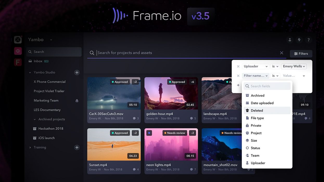 Frame.io's new Search Filter is frame specific