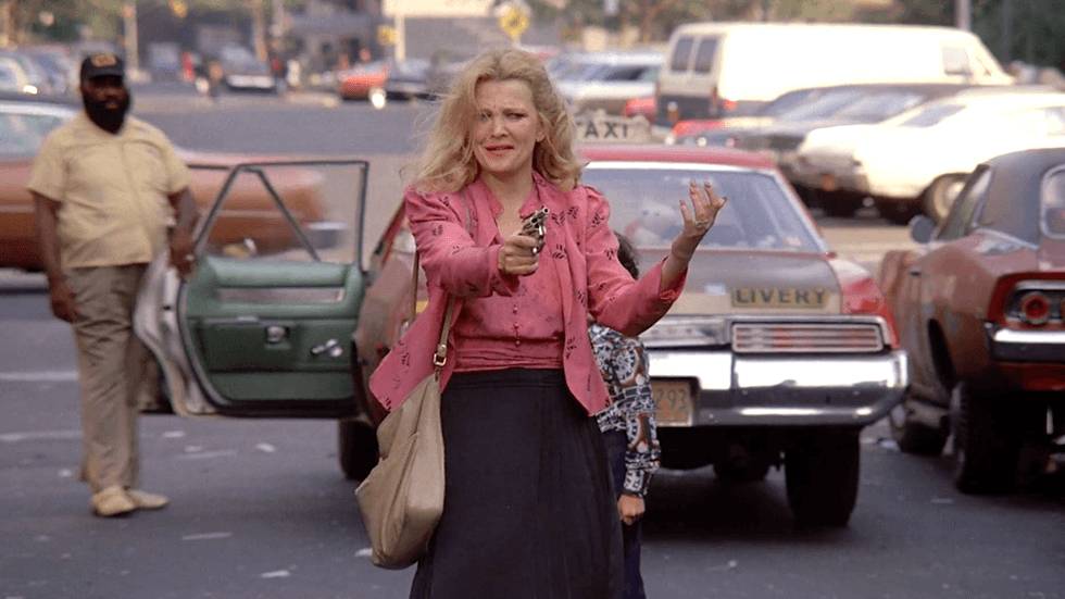 Gena Rowlands as the character Gloria Swenson in the 1980 crime thriller film Gloria